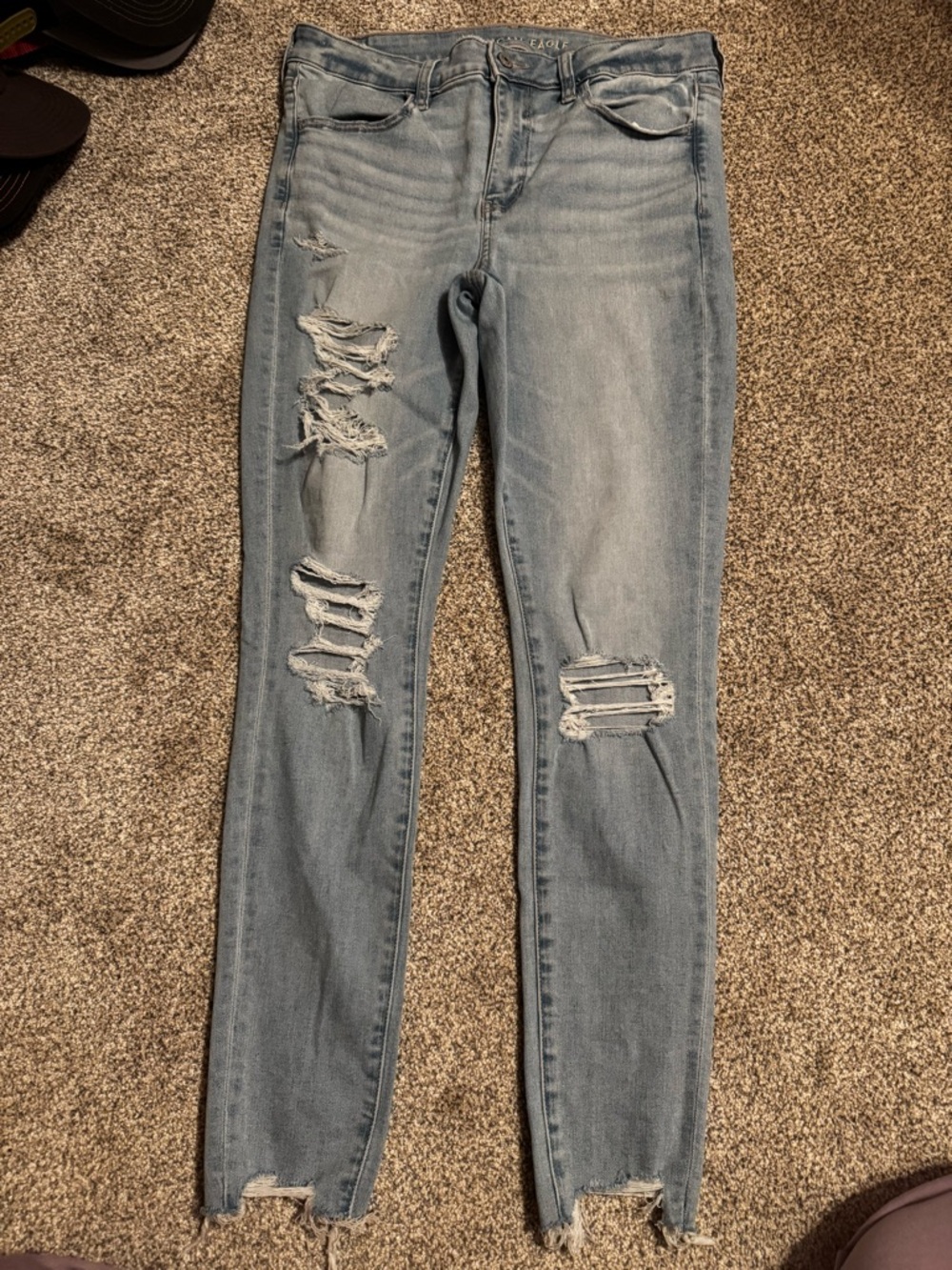American Eagle Outfitters Light Blue Ripped Skinny Jeans